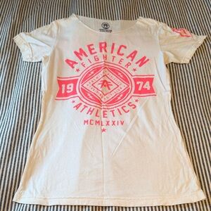 American Fighter White and Pink Athletic Tee